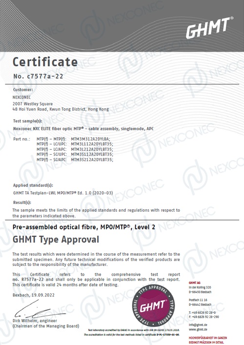 Elite Fiber Optic MTP® - Cable Assembly SM APC