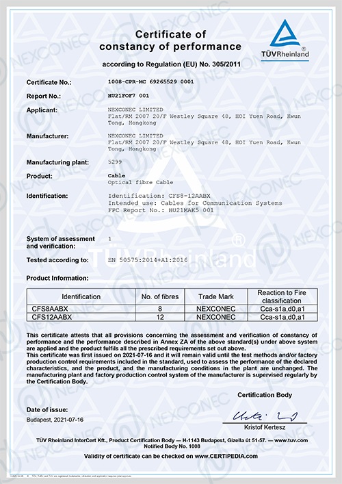 Certificates Nexconec Ltd